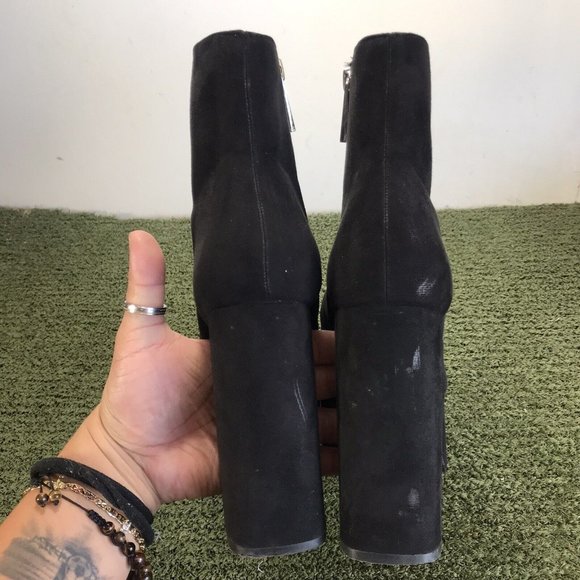 Zara Black Platform Block Heeled Ankle Suede Boots 7136 001 040 Size 39EU/8.5 US - Picture 7 of 11